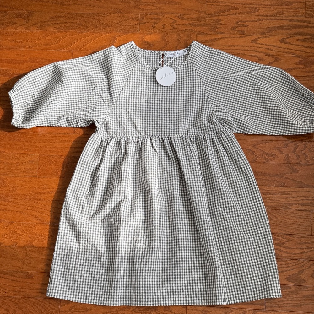 NWT Petal & Pup gingham dress gray